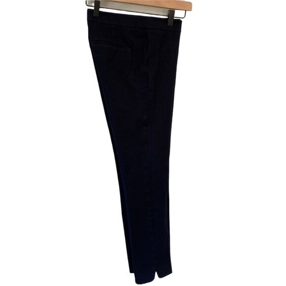 Talbots Navy Chatham Ankle Pants Stretchy Tulip Slit Hem Flat Front Side Zip - Picture 2 of 13